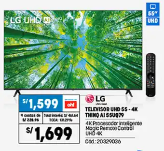 Plaza Vea LG Televisor UHD 55 - 4K Thinq AI 55UQ79 oferta