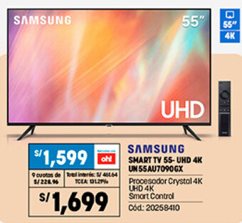 Plaza Vea Samsung Smart TV 55-UHD 4K UN55AU7090GX oferta