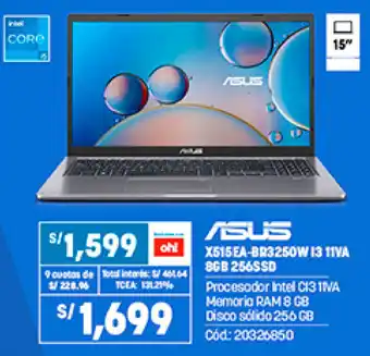 Plaza Vea Asus X515EA-BR3250WI311VA 8GB 256SSD oferta