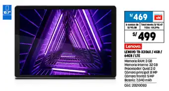 Plaza Vea Lenovo TB-X306X / 4GB / 64GB / LTE oferta
