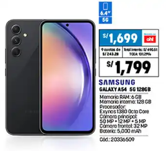 Plaza Vea Samsung Galaxy A54 5G 128GB oferta