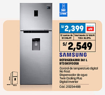 Plaza Vea Samsung Refrigerador 361L RT35K5930S8 oferta