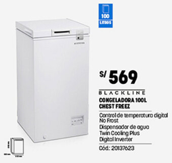 Plaza Vea Blackline Congeladora 100L Chest Freez oferta