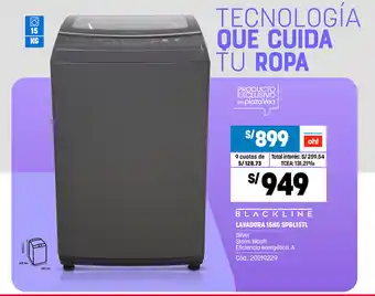 Plaza Vea Blackline Lavadora 15kg SPBL15TL oferta