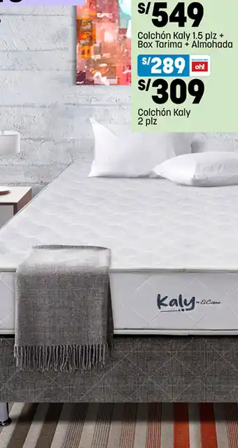 Plaza Vea Colchón Kaly 1.5 plz + Box Tarima + Almohada oferta