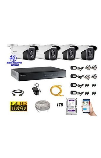 Tiendas EFE Cámara de seguridad hikvision varifocal para exterior kit 4 full hd 1080p + disco 1tb wd oferta