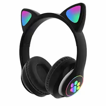 Tiendas EFE Audífono con diseño gato genérico bluetooth con luz led - negro oferta