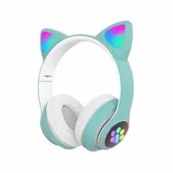 Tiendas EFE Audífono con diseño gato genérico bluetooth con luz led - verde oferta