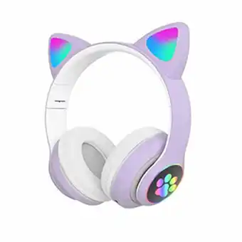 Tiendas EFE Audífono con diseño gato genérico bluetooth con luz led - lila oferta