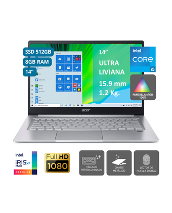 Tiendas EFE Laptop acer swift 3 intel core i5 14"; 8gb 512gb ssd oferta