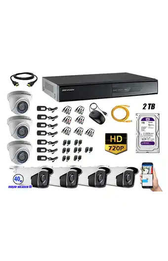 Tiendas EFE Kit 7 cámaras de seguridad it3f hikvision hd 720p 2tb mayor alcance p2p oferta