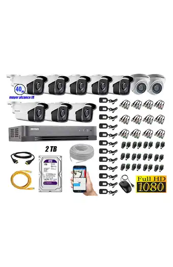 Tiendas EFE Kit 10 cámaras de seguridad it3f hikvision full hd 1080p 2tb mayor alcance p2p oferta