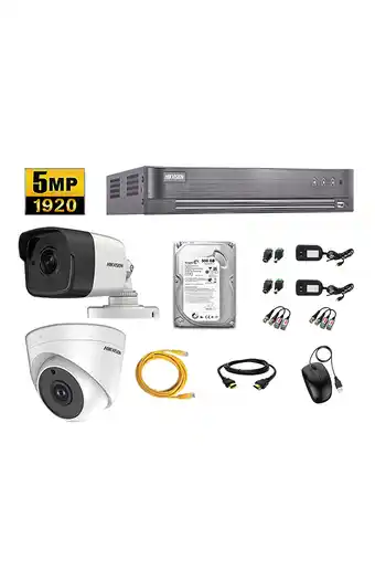 Tiendas EFE Cámaras de seguridad kit 2 hikvision 5mp + disco 500gb oferta oferta