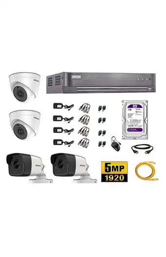 Tiendas EFE Cámaras de seguridad kit 4 hikvision 5mp + disco 1tb oferta p2p oferta