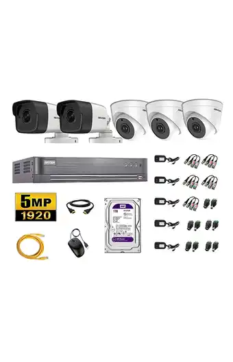 Tiendas EFE Cámaras de seguridad kit 5 hikvision 5mp + disco 1tb oferta p2p oferta