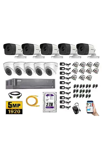 Tiendas EFE Cámaras de seguridad kit 10 hikvision 5mp + disco 2tb oferta oferta