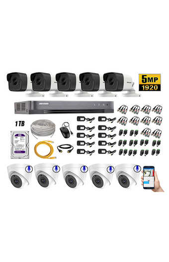 Tiendas EFE Cámaras de seguridad kit 10 hikvision 5mp y 5 camaras audio incorporado oferta