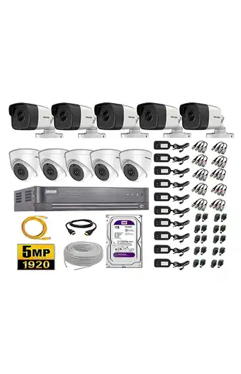 Tiendas EFE Cámaras de seguridad kit 10 hikvision 5mp + disco 1tb completo oferta