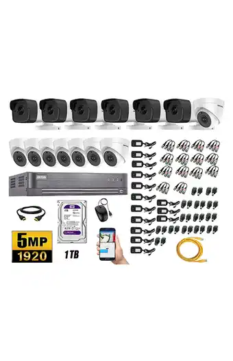 Tiendas EFE Cámaras de seguridad kit 14 hikvision 5mp + disco 1tb oferta oferta