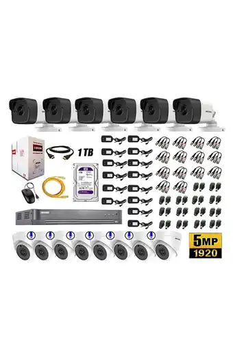 Tiendas EFE Cámaras de seguridad kit 14 hikvision 5mp y 6 camaras audio incorporado oferta