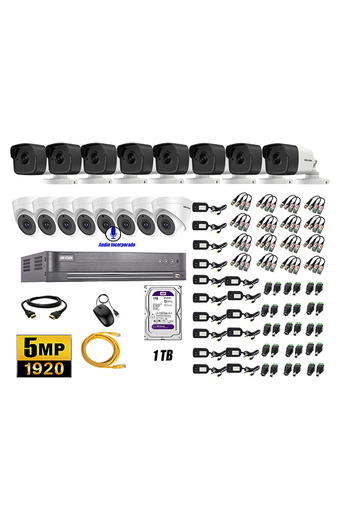 Tiendas EFE Cámaras de seguridad kit 16 hikvision 5mp y 6 camaras audio incorporado oferta