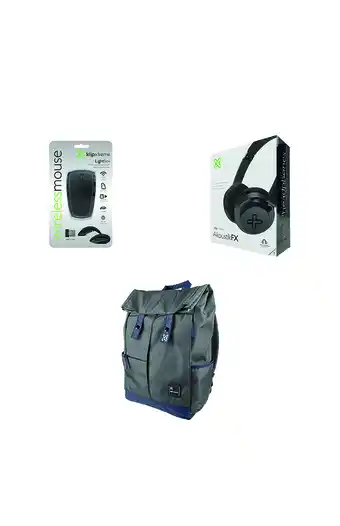 Tiendas EFE Combo klipxtreme mouse curvo + audífono + mochila notebook 15.6"; oferta