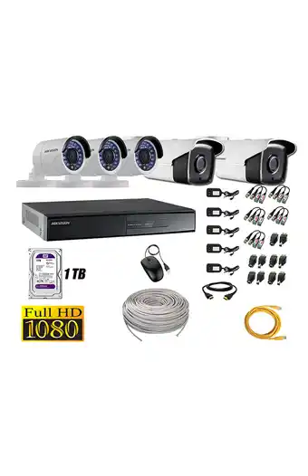 Tiendas EFE Cámaras de seguridad exterior varifocal kit 5 hikvision full hd 1080p 1tb p2p oferta