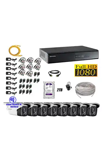 Tiendas EFE Cámaras de seguridad exterior varifocal kit 8 hikvision full hd 1080p 2tb wd oferta