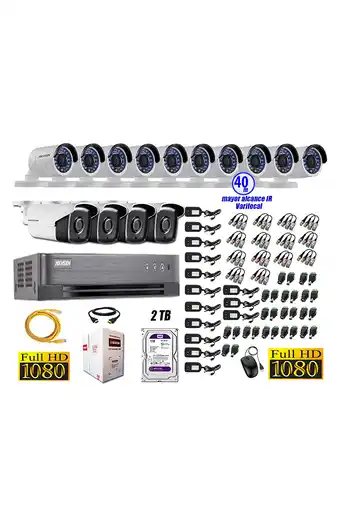 Tiendas EFE Cámaras de seguridad exterior varifocal kit 14 hikvision full hd 1080p 2tb wd oferta