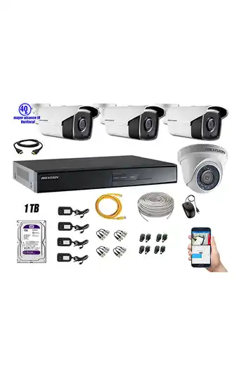 Tiendas EFE Cámaras de seguridad kit 4 hikvision hd 720p 1tb mayor alcance varifocal oferta