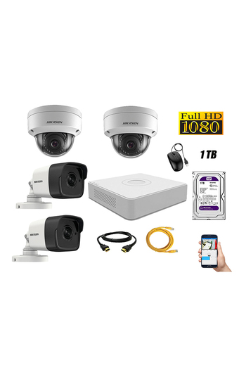 Tiendas EFE Cámara de seguridad ip poe 1080p full hd kit 4 hikvision disco 1tb wd púrpura oferta