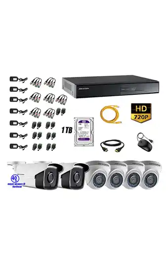 Tiendas EFE Cámaras de seguridad kit 6 hikvision hd 720p 1tb mayor alcance varifocal oferta