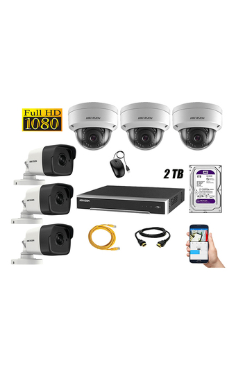 Tiendas EFE Cámara de seguridad ip poe 1080p full hd kit 6 hikvision disco 2tb wd púrpura oferta