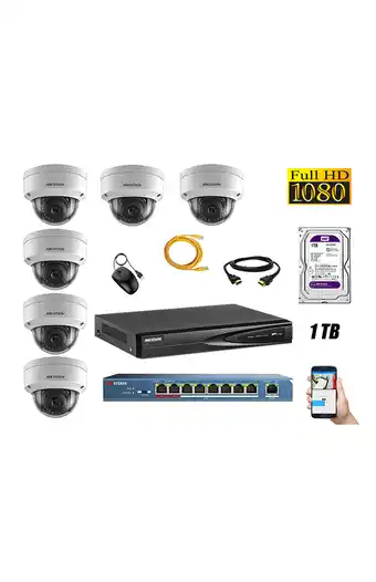 Tiendas EFE Cámara de seguridad ip 1080p interior kit 6 hikvision disco 1tb wd púrpura oferta