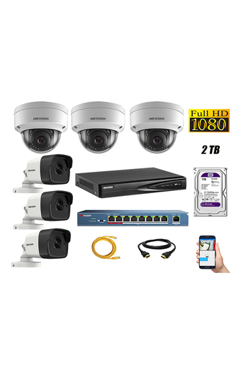Tiendas EFE Cámara de seguridad ip 1080p full hd kit 6 hikvision disco 2tb wd púrpura oferta