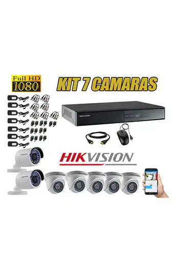 Cámaras de seguridad kit 7 hikvision full hd 1080p + cable hdmi oferta