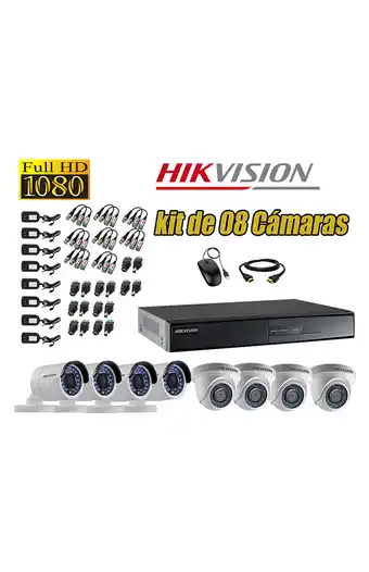 Tiendas EFE Cámaras de seguridad kit 8 hikvision full hd 1080p + cable hdmi oferta oferta