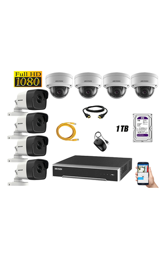 Tiendas EFE Cámara de seguridad ip poe 1080p full hd kit 8 hikvision disco 1tb wd púrpura oferta