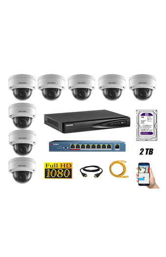 Tiendas EFE Cámara de seguridad ip 1080p interior kit 8 hikvision disco 2tb wd púrpura oferta