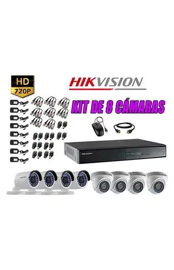 Tiendas EFE Cámaras de seguridad kit 8 hikvision hd 720p + cable hdmi oferta p2p oferta
