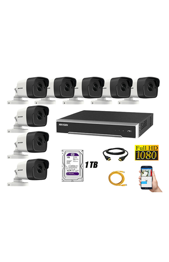Tiendas EFE Cámara de seguridad ip poe 1080p exterior kit 8 hikvision disco 1tb wd púrpura oferta