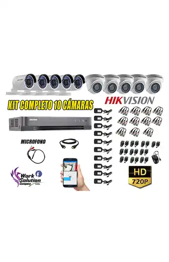 Tiendas EFE Cámaras de seguridad kit 10 hikvision hd 720p cable hdmi p2p + kit de microfono oferta