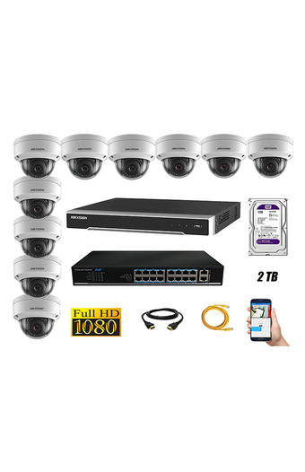 Tiendas EFE Cámara de seguridad ip 1080p interior kit 10 hikvision disco 2tb wd púrpura oferta