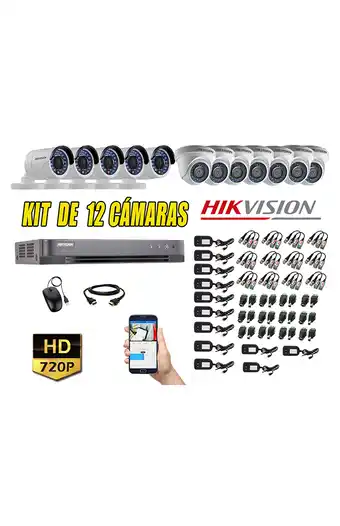 Tiendas EFE Cámaras de seguridad kit 12 hikvision hd 720p + cable hdmi oferta p2p oferta