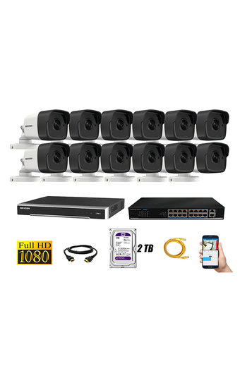 Tiendas EFE Cámara de seguridad ip 1080p exterior kit 12 hikvision disco 2tb wd púrpura oferta