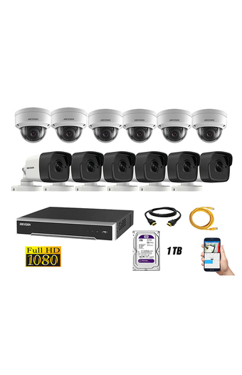 Tiendas EFE Cámara de seguridad ip poe 1080p full hd kit 12 hikvision disco 1tb wd púrpura oferta