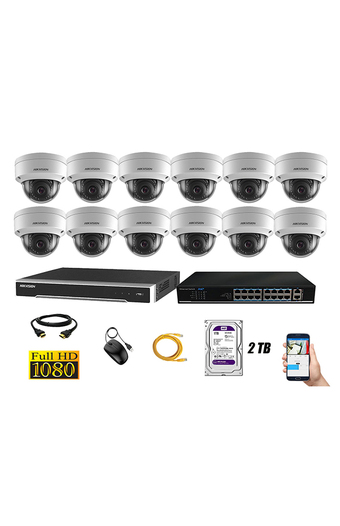 Tiendas EFE Cámara de seguridad ip 1080p interior kit 12 hikvision disco 2tb wd púrpura oferta