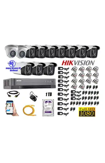 Tiendas EFE Cámaras de seguridad kit 14 hikvision full hd 1080p 1tb mayor alcance varifocal oferta