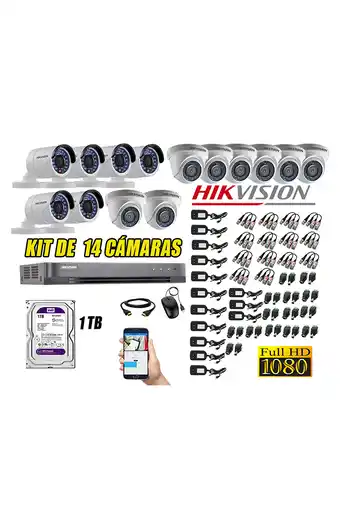 Tiendas EFE Cámaras de seguridad kit 14 hikvision full hd 1080p + disco 1tb oferta oferta