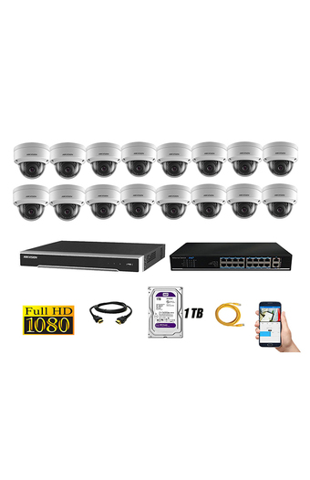 Tiendas EFE Cámara de seguridad ip 1080p interior kit 16 hikvision disco 1tb wd púrpura oferta